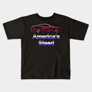 America's Steed - Red Neon Kids T-Shirt